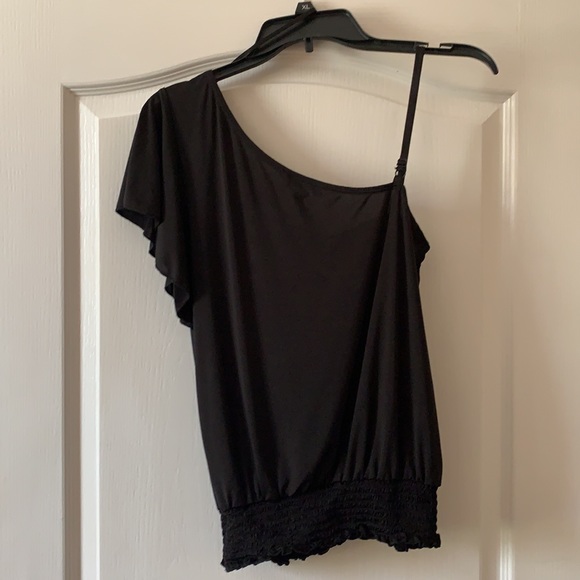 BCX Polyester/spandex black one shoulder top - Picture 5 of 5